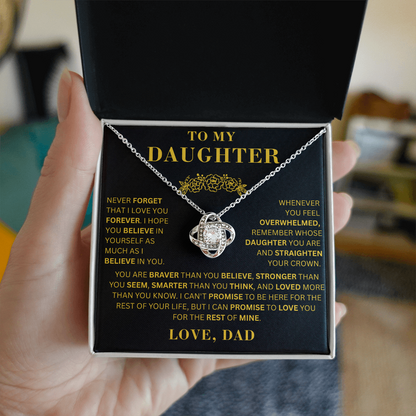 To My Daughter  - Promise To Love You  - Love Knot Necklace