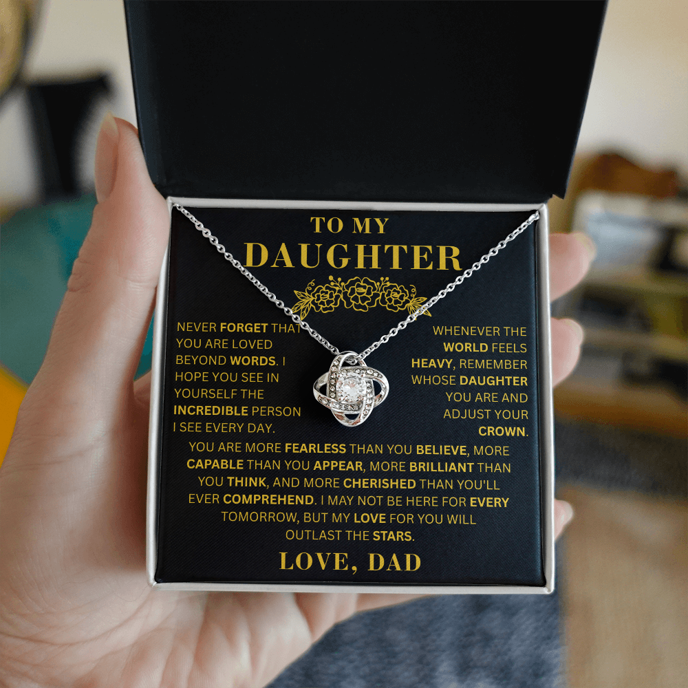 To My Daughter  - Fearless  - Love Knot Necklace