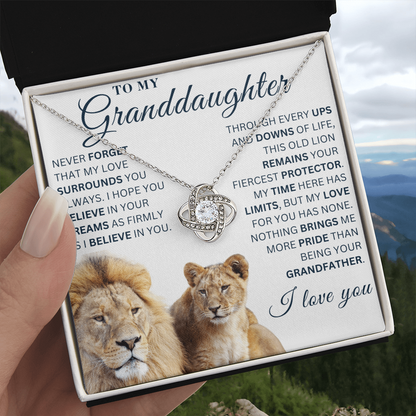 To My Granddaughter  - Believe in Yourself - Love Knot Necklace