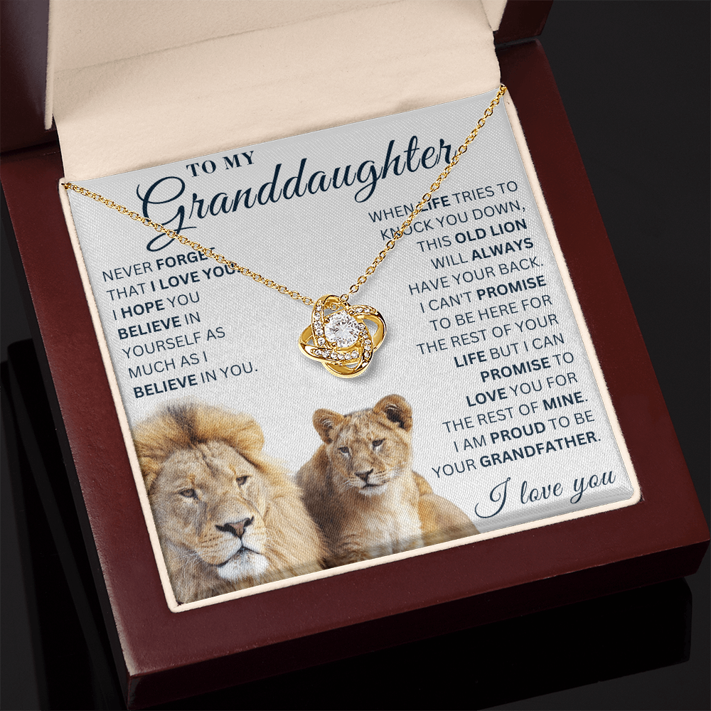 To My Granddaughter  - Believe in Yourself - Love Knot Necklace