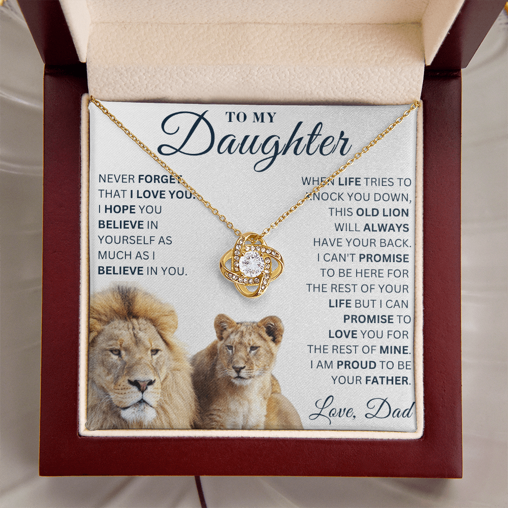 To My Daughter  - Never Forget - Love Knot Necklace