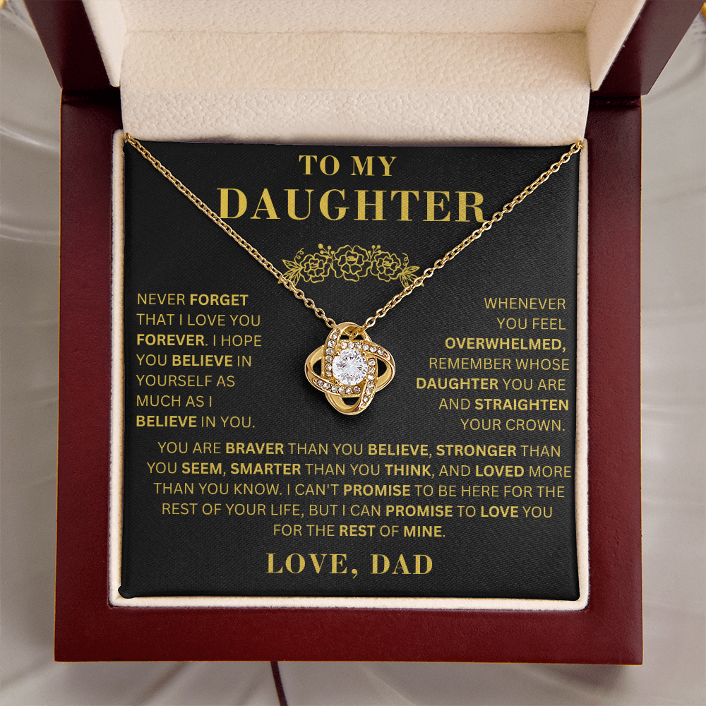 To My Daughter  - Promise To Love You  - Love Knot Necklace