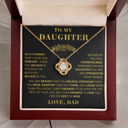 To My Daughter  - Promise To Love You  - Love Knot Necklace