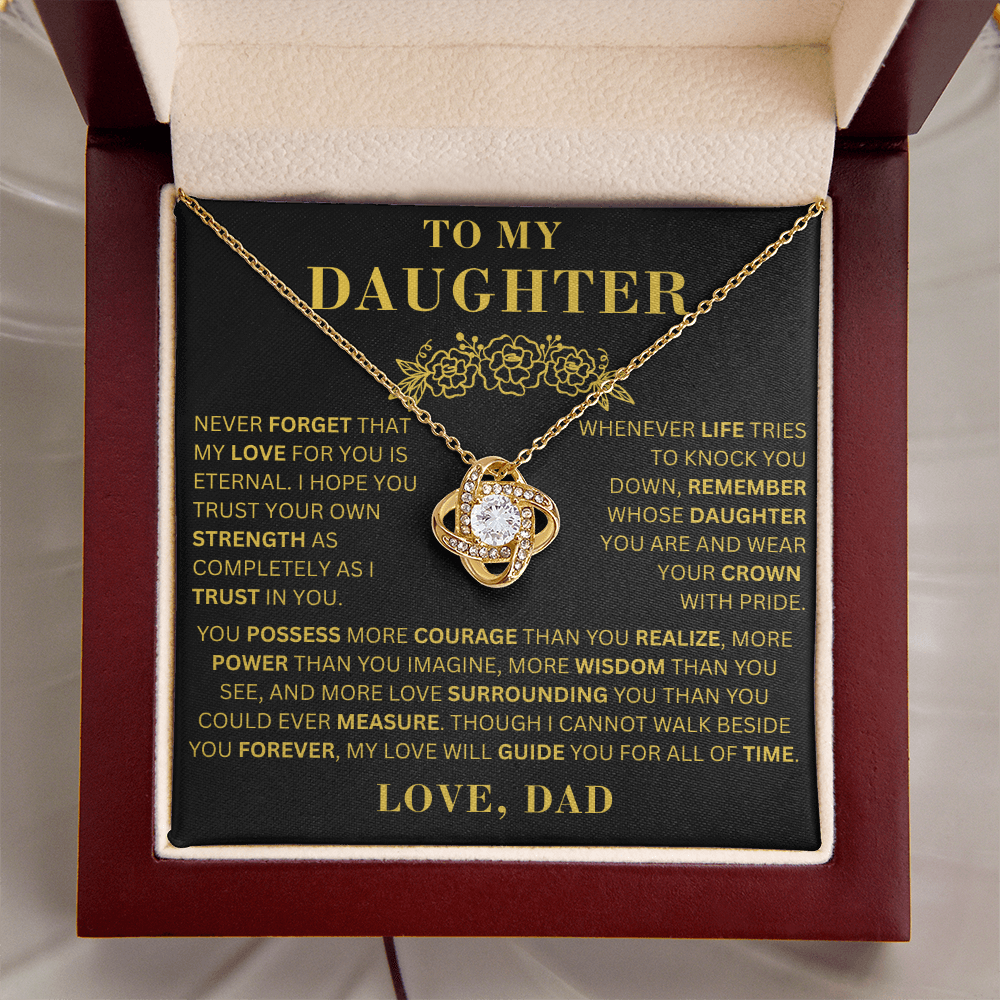 To My Daughter  - Courage  - Love Knot Necklace