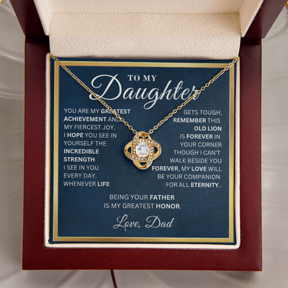 To My Daughter  - Incredible Strength - Love Knot Necklace