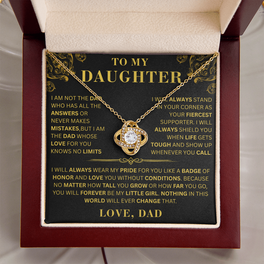To My Daughter  - No Limits   - Love Knot Necklace
