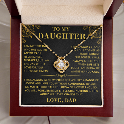 To My Daughter  - No Limits   - Love Knot Necklace