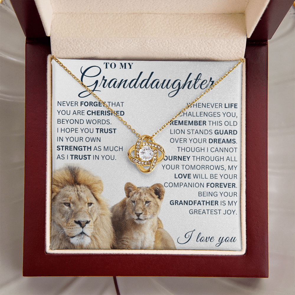 To My Granddaughter  - Your Dreams  - Love Knot Necklace