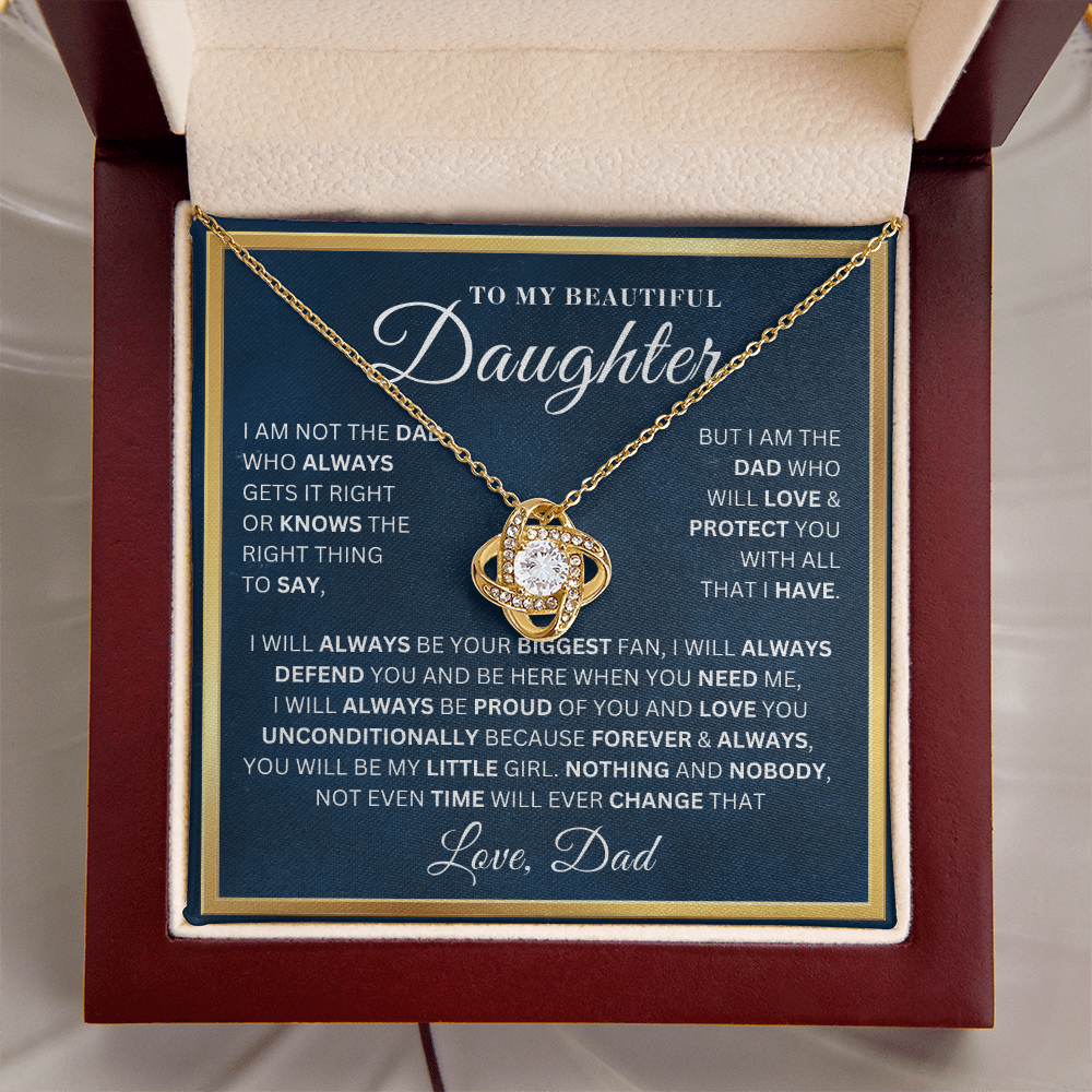 To My Beautiful Daughter -  Always Your Biggest Fan - Love Knot Necklace