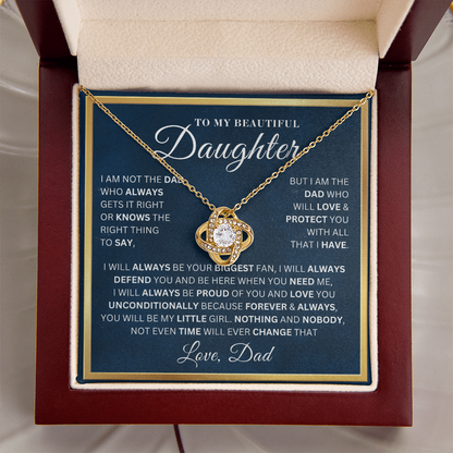 To My Beautiful Daughter -  Always Your Biggest Fan - Love Knot Necklace