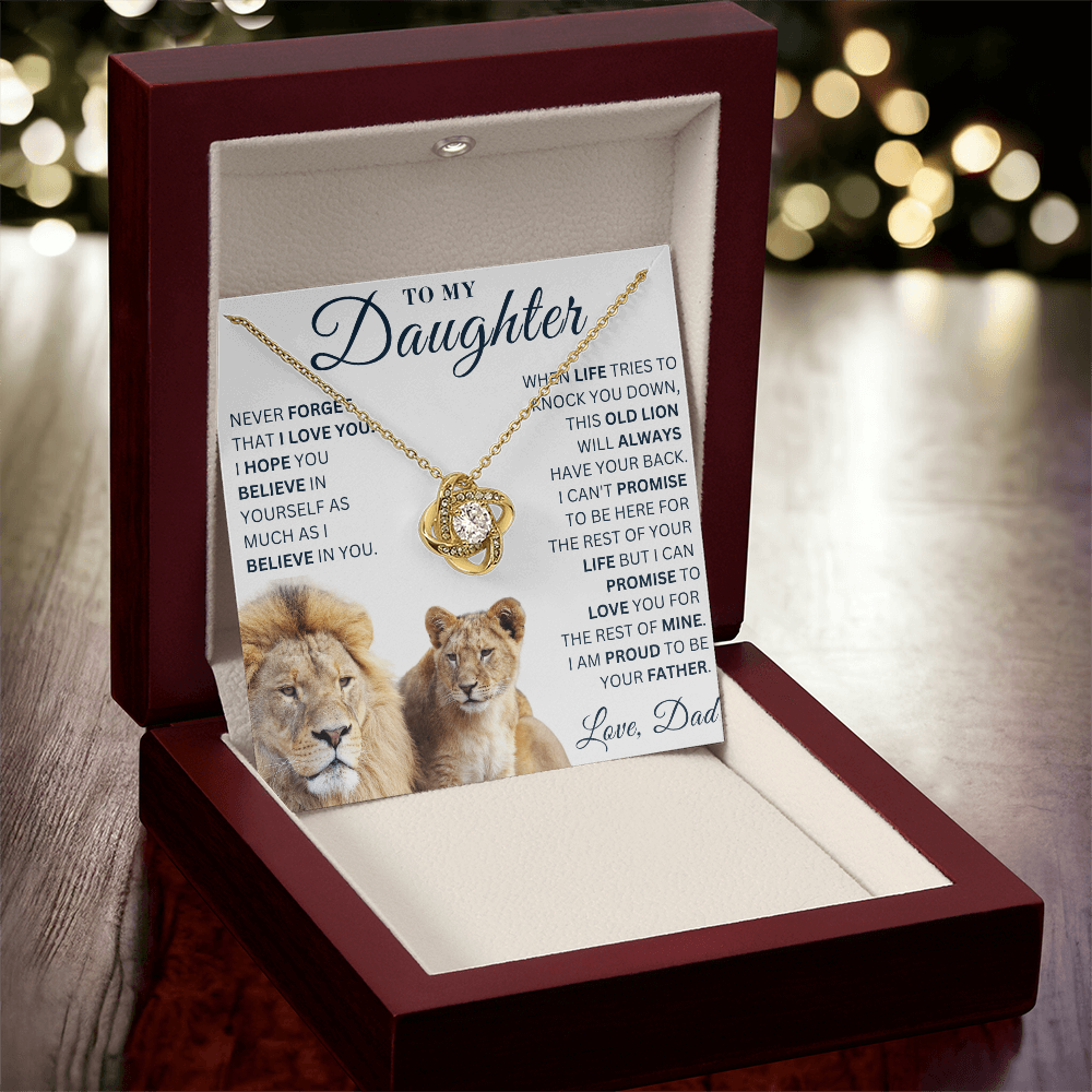 To My Daughter  - Never Forget - Love Knot Necklace