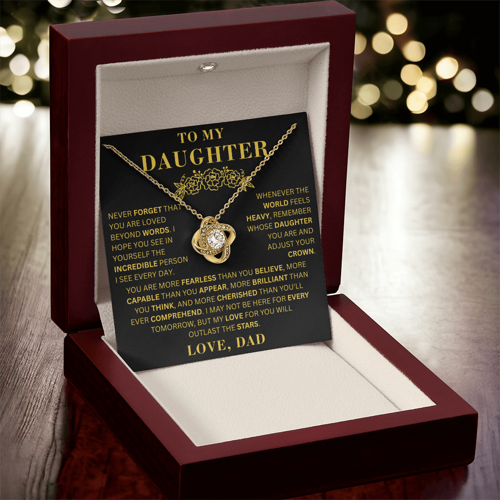 To My Daughter  - Fearless  - Love Knot Necklace