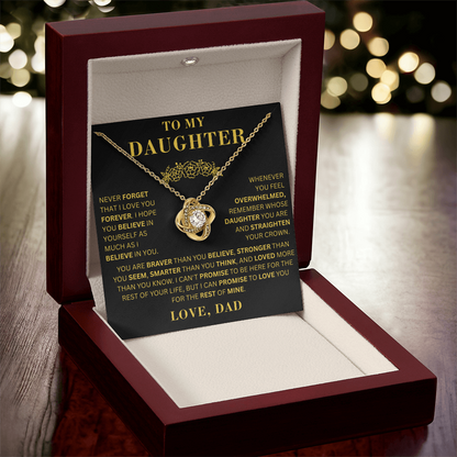 To My Daughter  - Promise To Love You  - Love Knot Necklace