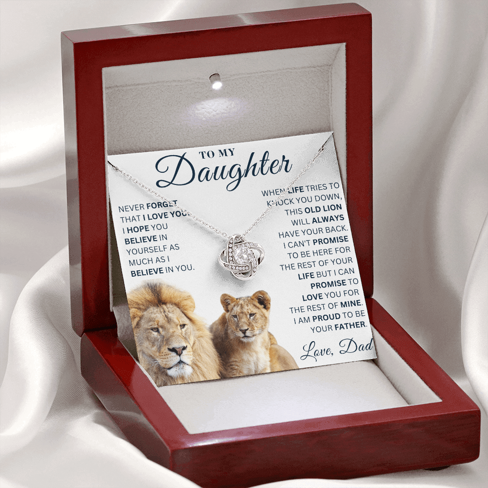 To My Daughter  - Never Forget - Love Knot Necklace