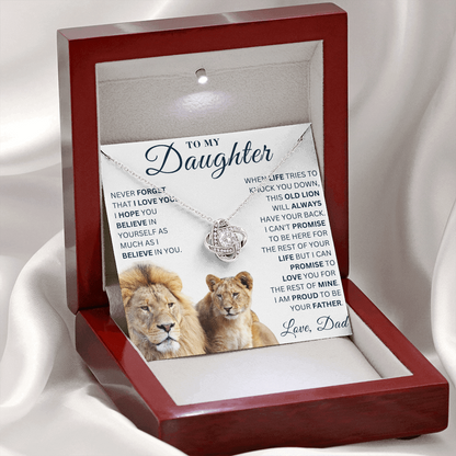 To My Daughter  - Never Forget - Love Knot Necklace