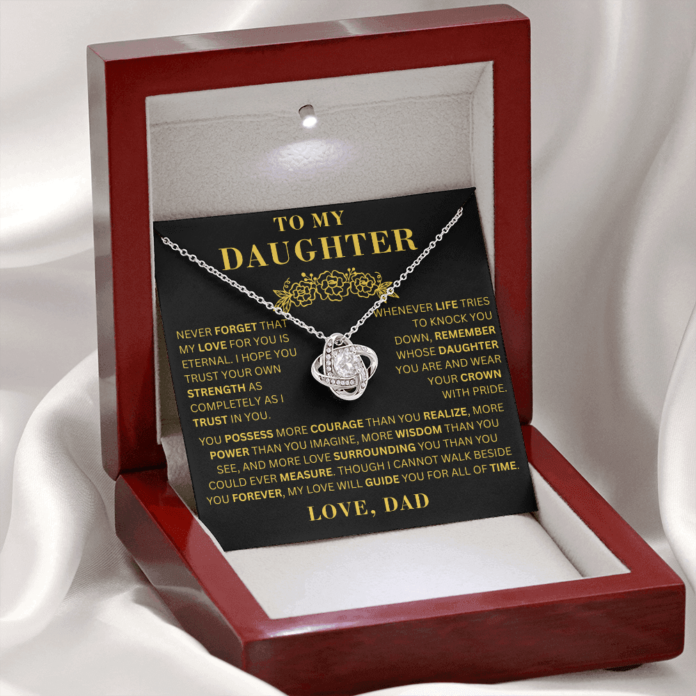 To My Daughter  - Courage  - Love Knot Necklace