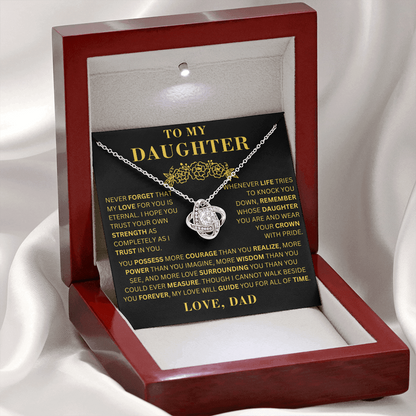 To My Daughter  - Courage  - Love Knot Necklace