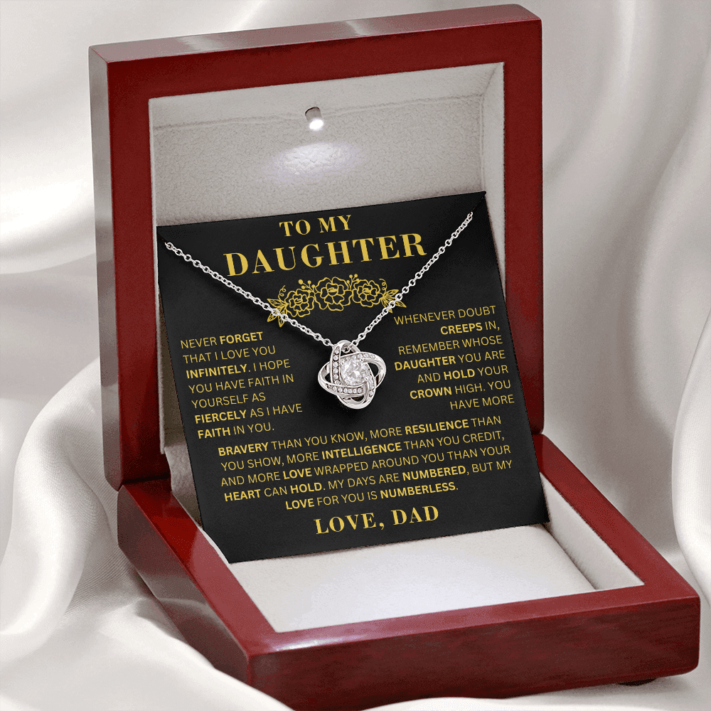 To My Daughter  - Bravery    - Love Knot Necklace