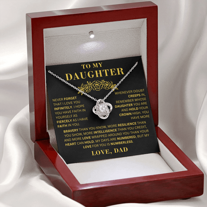 To My Daughter  - Bravery    - Love Knot Necklace