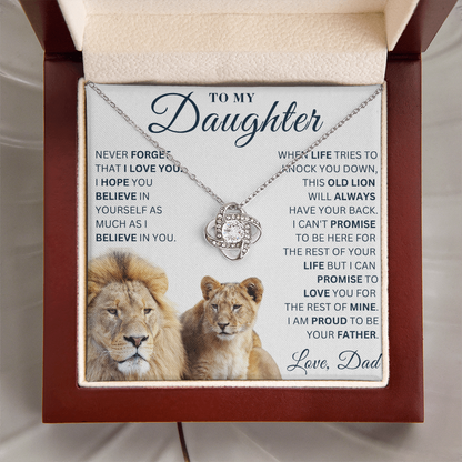 To My Daughter  - Never Forget - Love Knot Necklace