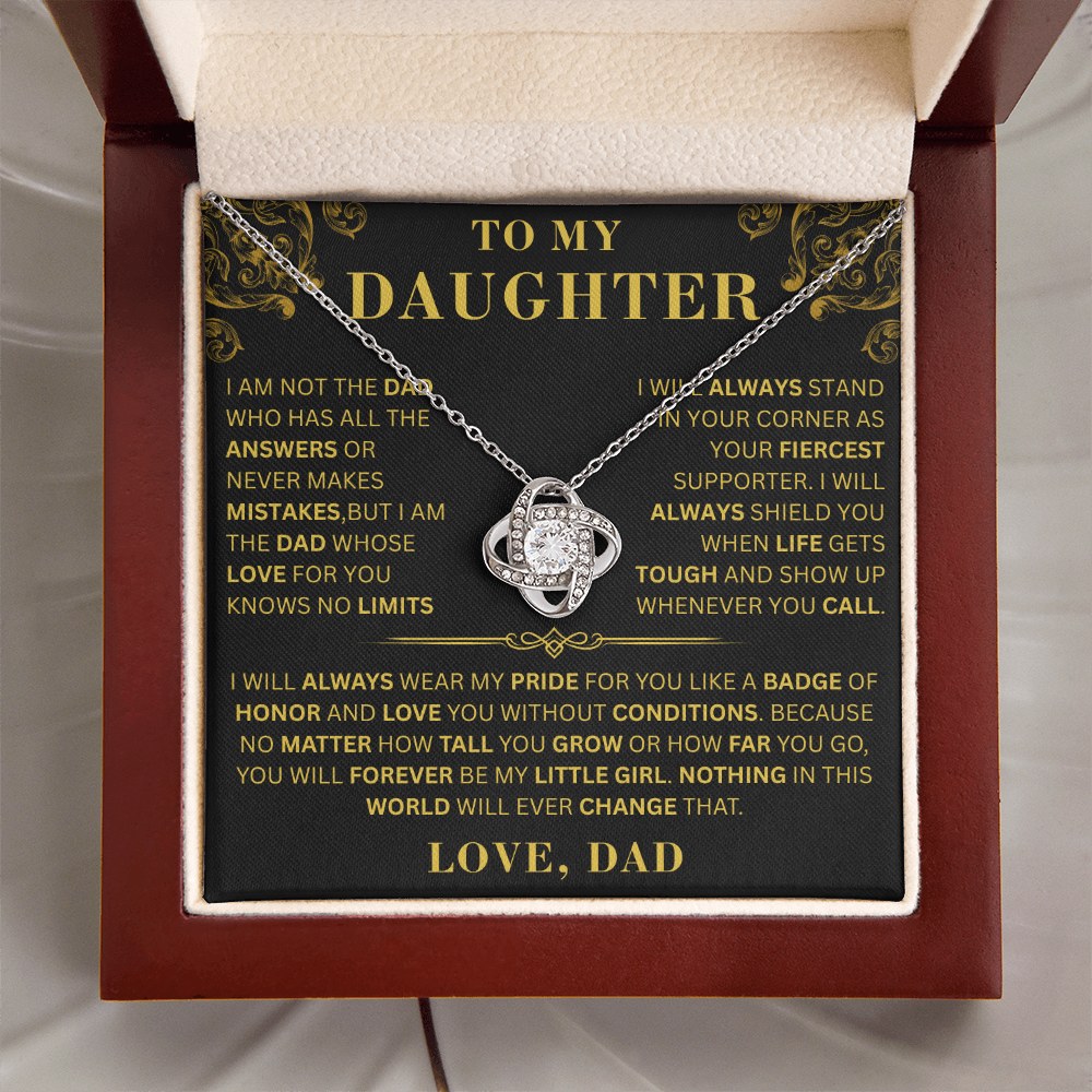 To My Daughter  - No Limits   - Love Knot Necklace