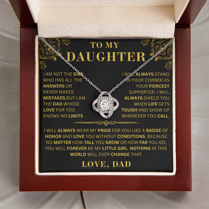 To My Daughter  - No Limits   - Love Knot Necklace