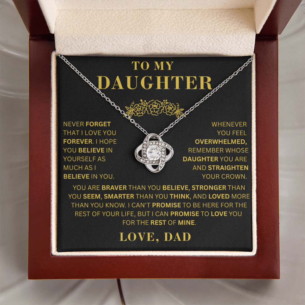 To My Daughter  - Promise To Love You  - Love Knot Necklace