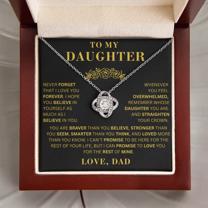 To My Daughter  - Promise To Love You  - Love Knot Necklace