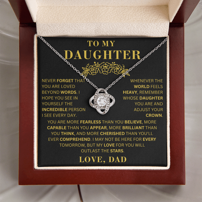 To My Daughter  - Fearless  - Love Knot Necklace