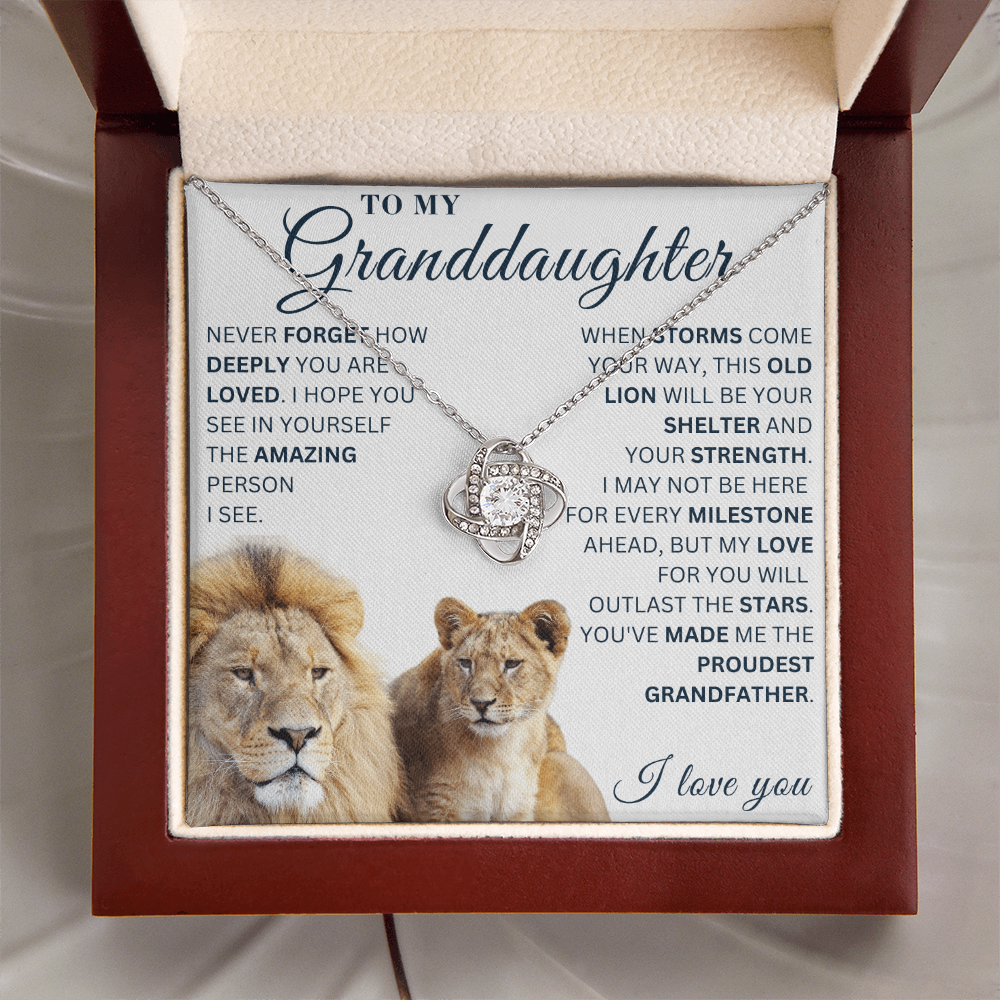To My Granddaughter  - You Are Amazing - Love Knot Necklace
