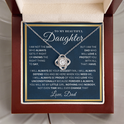 To My Beautiful Daughter -  Always Your Biggest Fan - Love Knot Necklace