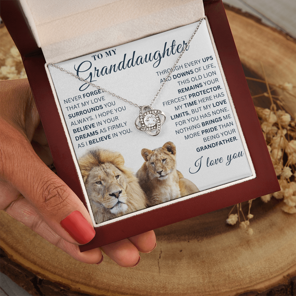 To My Granddaughter  - Believe in Yourself - Love Knot Necklace