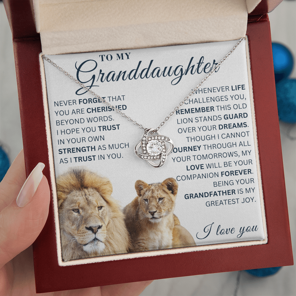 To My Granddaughter  - Your Dreams  - Love Knot Necklace