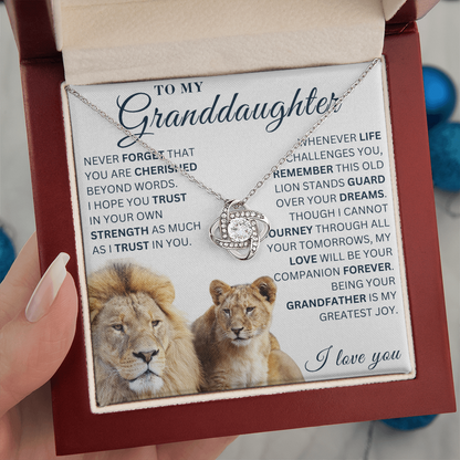 To My Granddaughter  - Your Dreams  - Love Knot Necklace