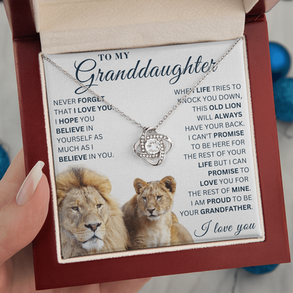 To My Granddaughter  - Believe in Yourself - Love Knot Necklace