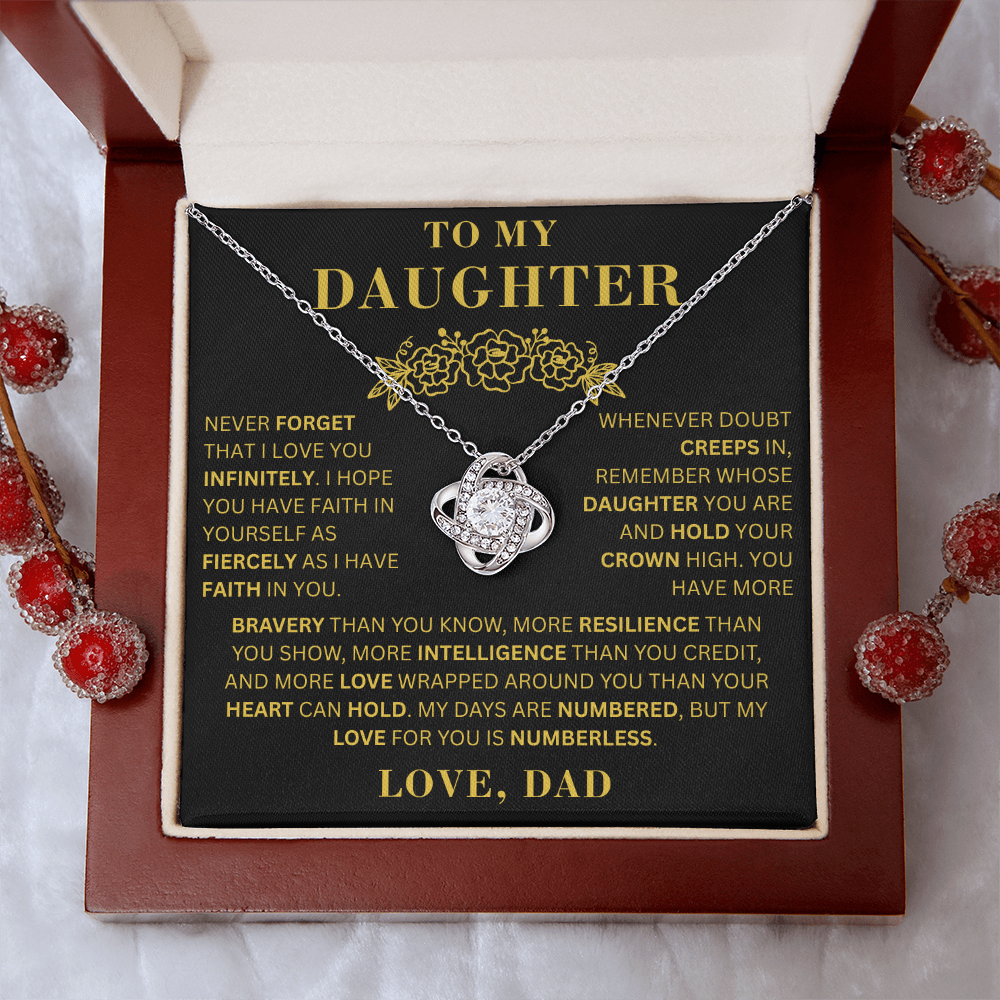To My Daughter  - Bravery    - Love Knot Necklace