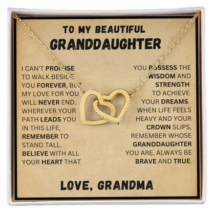 To My Beautiful Granddaughter - Forever - Interlocking Hearts