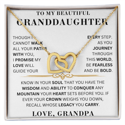 To My Beautiful Granddaughter - Wisdom - Interlocking Hearts