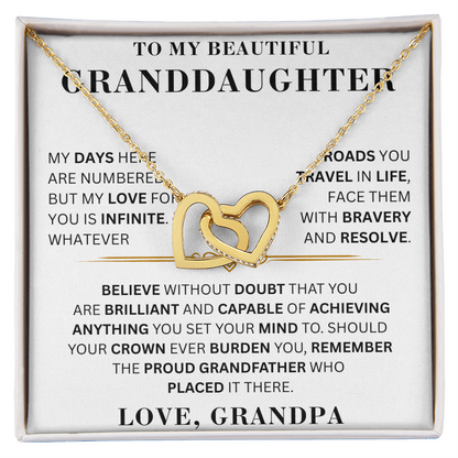To My Beautiful Granddaughter - Proud Grandfather - Interlocking Hearts
