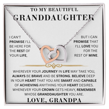 To My Beautiful Granddaughter - Brave & Strong - Interlocking Hearts