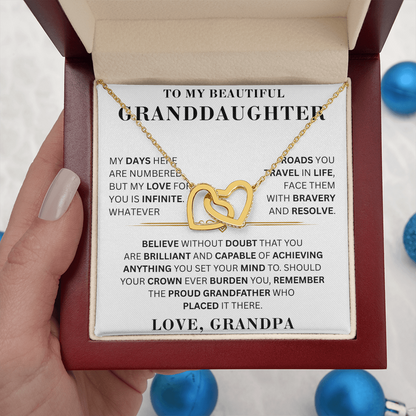 To My Beautiful Granddaughter - Proud Grandfather - Interlocking Hearts